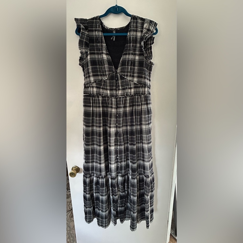 Anthropologie Peregrine Dress L Black Plaid - Picture 2 of 4